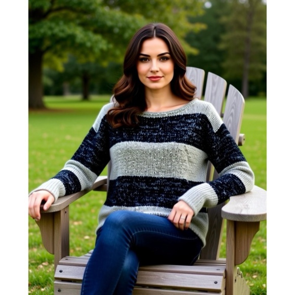 ann taylor‎ loft black and tan with sparkle sweater